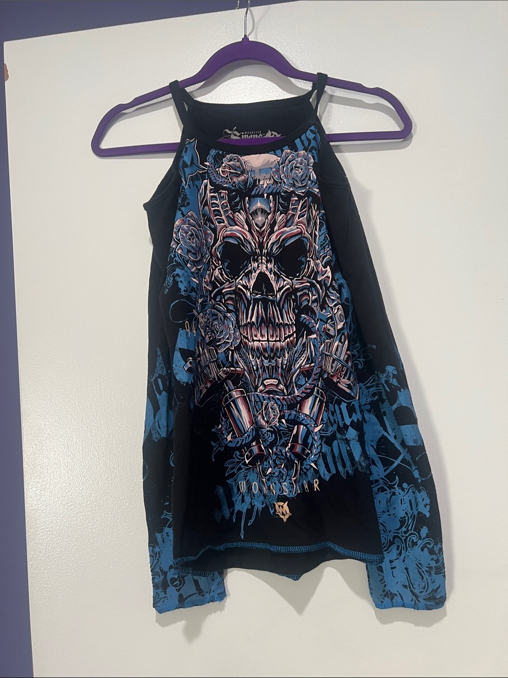 Women’s Black and Blue Graphic Jersey Tank by Wonderbar/ Sirens XS